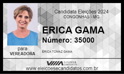 Candidato ERICA GAMA 2024 - CONGONHAS - Eleições