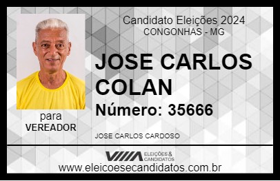 Candidato JOSE CARLOS COLAN 2024 - CONGONHAS - Eleições