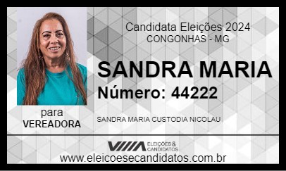 Candidato SANDRA MARIA 2024 - CONGONHAS - Eleições