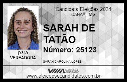 Candidato SARAH DE TATÃO 2024 - CANAÃ - Eleições