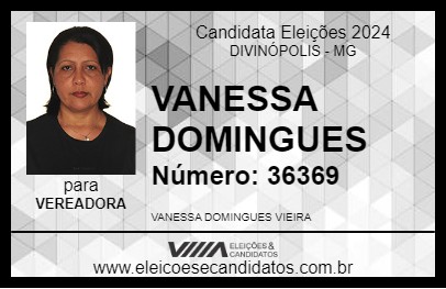 Candidato VANESSA DOMINGUES 2024 - DIVINÓPOLIS - Eleições