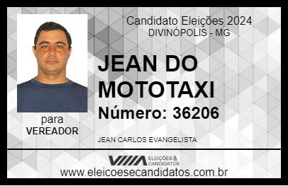 Candidato JEAN DO MOTOTAXI 2024 - DIVINÓPOLIS - Eleições