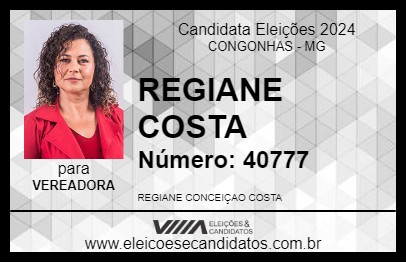 Candidato REGIANE COSTA 2024 - CONGONHAS - Eleições