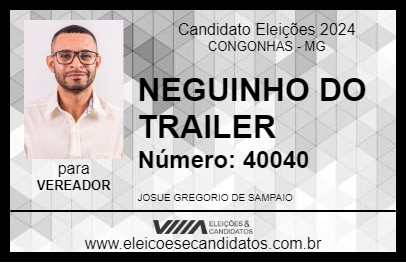 Candidato NEGUINHO DO TRAILER 2024 - CONGONHAS - Eleições