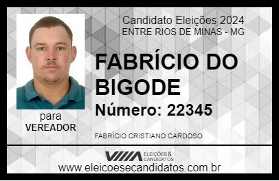 Candidato FABRÍCIO DO BIGODE 2024 - ENTRE RIOS DE MINAS - Eleições