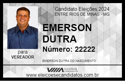 Candidato EMERSON DUTRA 2024 - ENTRE RIOS DE MINAS - Eleições