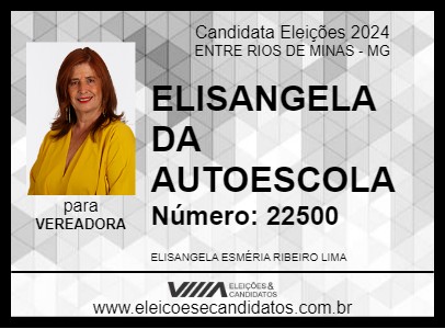 Candidato ELISANGELA DA AUTOESCOLA 2024 - ENTRE RIOS DE MINAS - Eleições