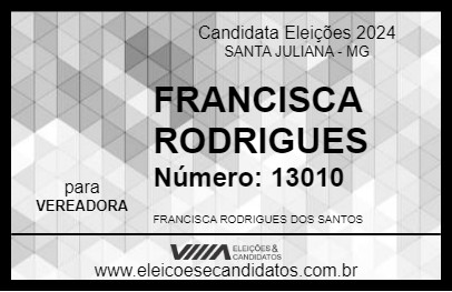 Candidato FRANCISCA RODRIGUES 2024 - SANTA JULIANA - Eleições