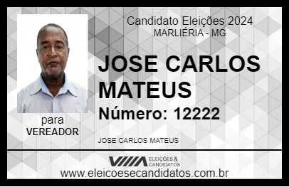 Candidato JOSE CARLOS MATEUS 2024 - MARLIÉRIA - Eleições