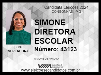 Candidato SIMONE DIRETORA ESCOLAR 2024 - CONGONHAS - Eleições