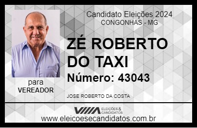 Candidato ZÉ ROBERTO DO TAXI 2024 - CONGONHAS - Eleições