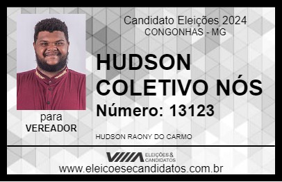 Candidato HUDSON COLETIVO NÓS 2024 - CONGONHAS - Eleições