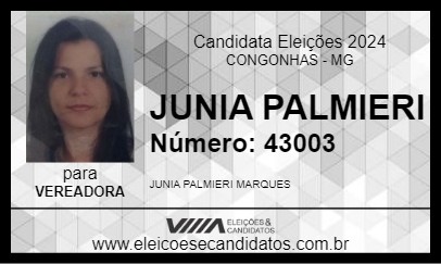 Candidato JUNIA PALMIERI 2024 - CONGONHAS - Eleições