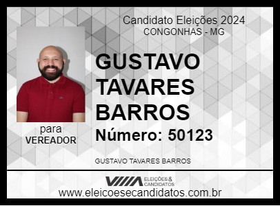 Candidato GUSTAVO TAVARES BARROS 2024 - CONGONHAS - Eleições