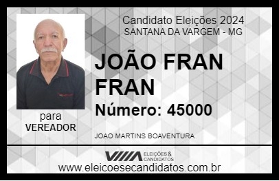 Candidato JOÃO FRAN FRAN 2024 - SANTANA DA VARGEM - Eleições