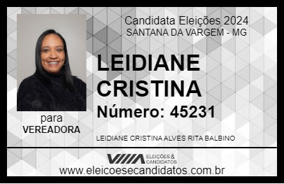 Candidato LEIDIANE CRISTINA 2024 - SANTANA DA VARGEM - Eleições