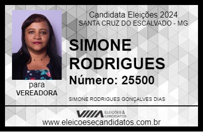 Candidato SIMONE RODRIGUES 2024 - SANTA CRUZ DO ESCALVADO - Eleições