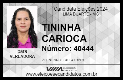 Candidato TININHA CARIOCA 2024 - LIMA DUARTE - Eleições