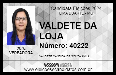 Candidato VALDETE DA LOJA 2024 - LIMA DUARTE - Eleições