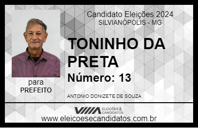 Candidato TONINHO DA PRETA 2024 - SILVIANÓPOLIS - Eleições