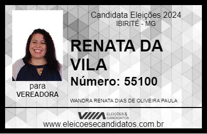 Candidato RENATA DA VILA 2024 - IBIRITÉ - Eleições