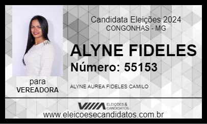 Candidato ALYNE FIDELES 2024 - CONGONHAS - Eleições