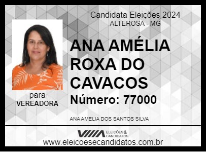 Candidato ANA AMÉLIA ROXA DO CAVACOS 2024 - ALTEROSA - Eleições