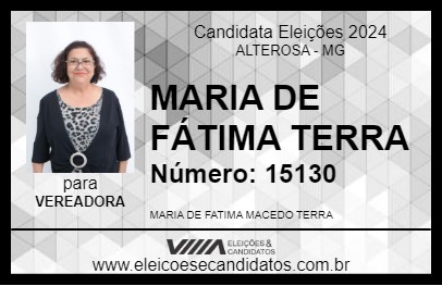 Candidato MARIA DE FÁTIMA TERRA 2024 - ALTEROSA - Eleições