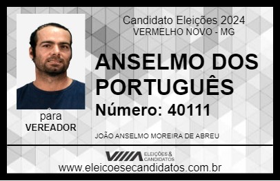 Candidato ANSELMO DOS PORTUGUÊS 2024 - VERMELHO NOVO - Eleições