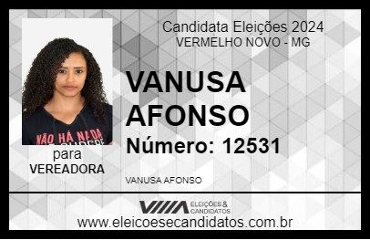 Candidato VANUSA AFONSO 2024 - VERMELHO NOVO - Eleições