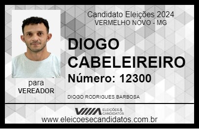 Candidato DIOGO CABELEIREIRO 2024 - VERMELHO NOVO - Eleições