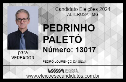 Candidato PEDRINHO PALETÓ 2024 - ALTEROSA - Eleições