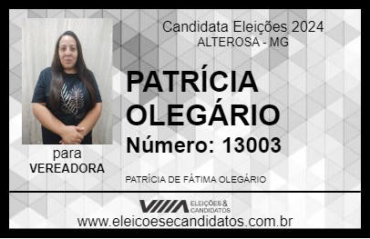 Candidato PATRÍCIA OLEGÁRIO 2024 - ALTEROSA - Eleições