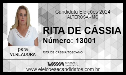 Candidato RITA DE CÁSSIA 2024 - ALTEROSA - Eleições