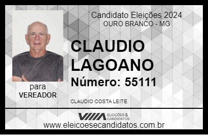 Candidato CLAUDIO LAGOANO 2024 - OURO BRANCO - Eleições