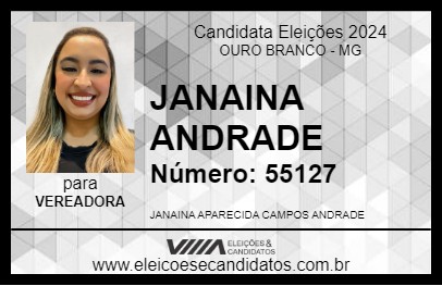 Candidato JANAINA ANDRADE 2024 - OURO BRANCO - Eleições