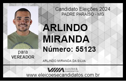 Candidato ARLINDO MIRANDA 2024 - PADRE PARAÍSO - Eleições