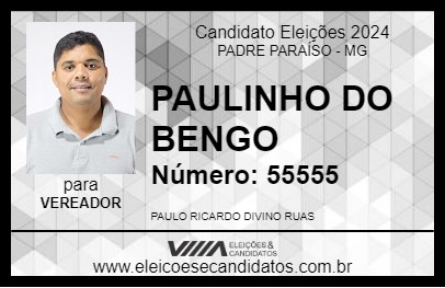 Candidato PAULINHO DO BENGO 2024 - PADRE PARAÍSO - Eleições