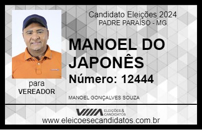 Candidato MANOEL DO JAPONÊS 2024 - PADRE PARAÍSO - Eleições