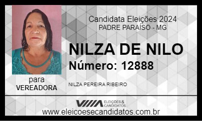 Candidato NILZA DE NILO 2024 - PADRE PARAÍSO - Eleições