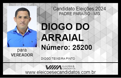 Candidato DIOGO DO ARRAIAL 2024 - PADRE PARAÍSO - Eleições