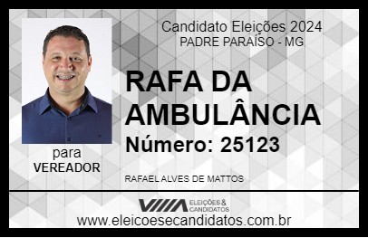 Candidato RAFA DA AMBULÂNCIA 2024 - PADRE PARAÍSO - Eleições