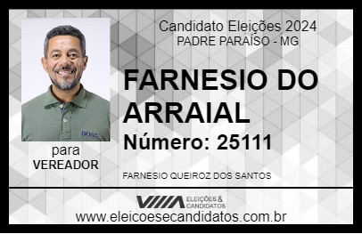 Candidato FARNESIO DO ARRAIAL 2024 - PADRE PARAÍSO - Eleições