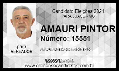 Candidato AMAURI PINTOR 2024 - PARAGUAÇU - Eleições