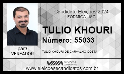 Candidato TULIO KHOURI 2024 - FORMIGA - Eleições