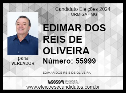 Candidato EDIMAR DOS REIS DE OLIVEIRA 2024 - FORMIGA - Eleições