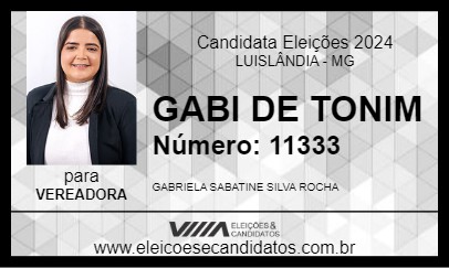 Candidato GABI DE TONIM 2024 - LUISLÂNDIA - Eleições