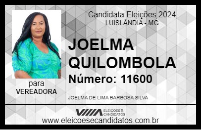 Candidato JOELMA QUILOMBOLA 2024 - LUISLÂNDIA - Eleições