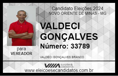 Candidato VALDECI GONÇALVES 2024 - NOVO ORIENTE DE MINAS - Eleições