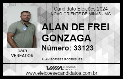 Candidato ALAN DE FREI GONZAGA 2024 - NOVO ORIENTE DE MINAS - Eleições